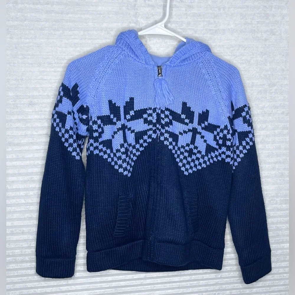 Vintage GAP Kids Knit Fleece Y2K Holiday Hooded Long Sleeve warm sweater XL 12
